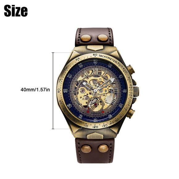 Luxury Men's Automatic Mechanical Wrist Watch Leather Strap Retro Skelet… - Picture 11 of 11